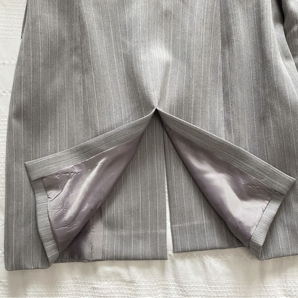 ROSS MAYER COLLECTION 2 PIECES GREY STRIPED BLAZER STRAIGHT LEG TROUSER SUIT SET - Picture 13 of 14